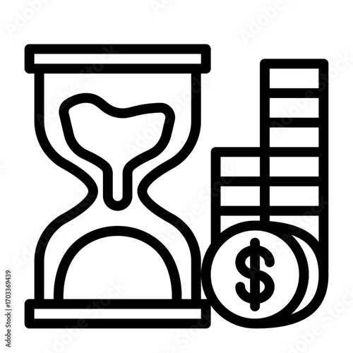 Hourglass and Coin Stacks Icon