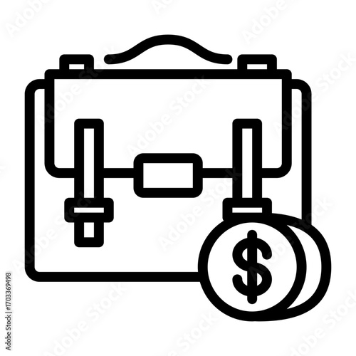 Briefcase and Coins Icon