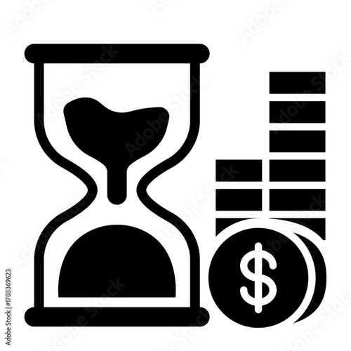 Hourglass and Coin Stacks Icon