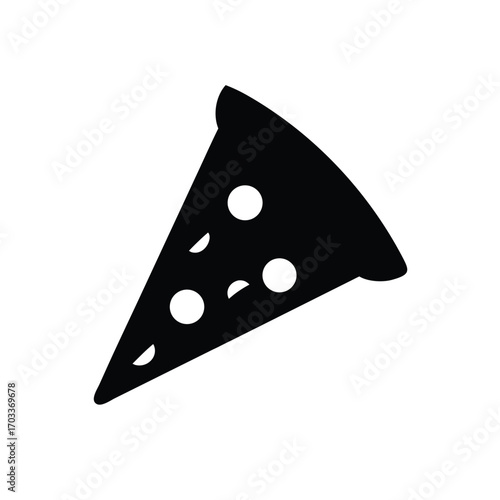 Black pepperoni pizza slice silhouette icon