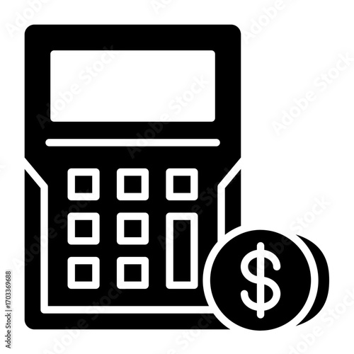 Calculator Icon with Coins