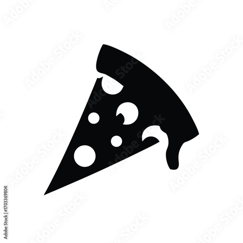 Black silhouette icon of a pizza slice