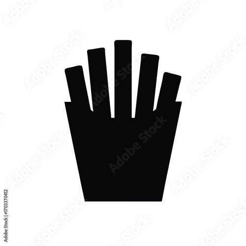 French Fries Silhouette Minimalist Black Icon