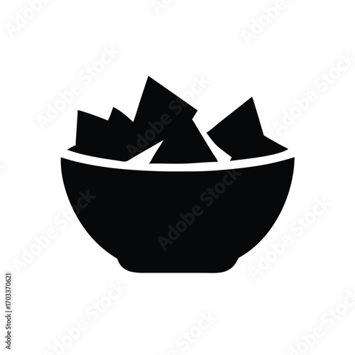 Minimalist silhouette of a nachos bowl icon