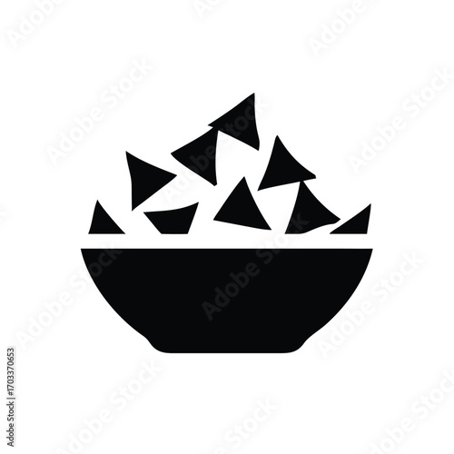 Minimalist silhouette of a bowl of nachos