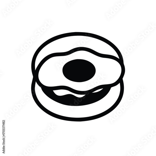 Minimalist icon of a fried egg on toast