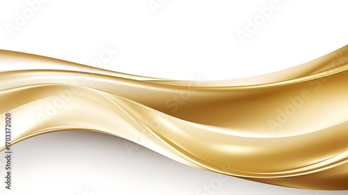 Golden ribbon on white background with elegant wave design and smooth flowing pattern