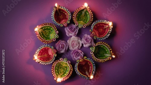 Warm Diwali candlelight shining on table