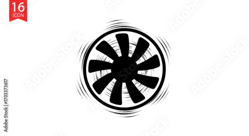 Rotating fan icon with speed motion effect, symbolizes cooling or ventilation systems