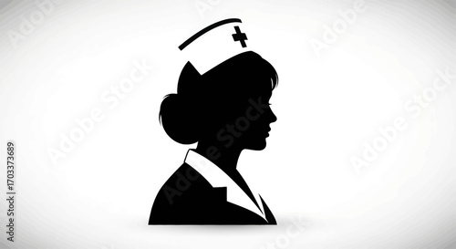Silhouette of a compassionate nurse embodying healthcare professionalism and dedication within the