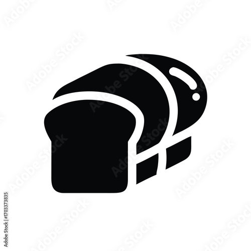 Silhouette of a loaf of bread with slices