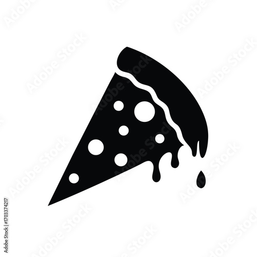 Silhouette of Pizza Slice with Dripping Cheese
