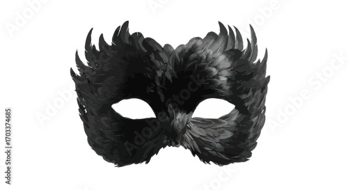 An artistic representation of a black feather masquerade mask conveying mystery and elegance