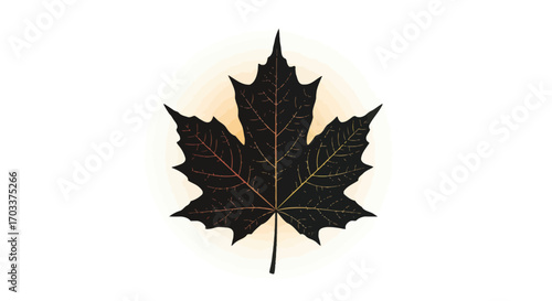 Dramatic maple leaf illustration with subtle tonal variations on white backdrop