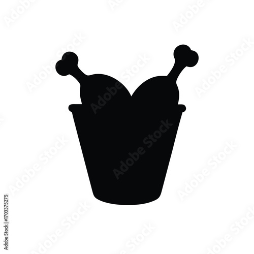 Silhouette of Chicken in Bucket
