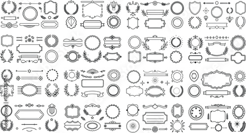 Collection of decorative ornamental frames and borders