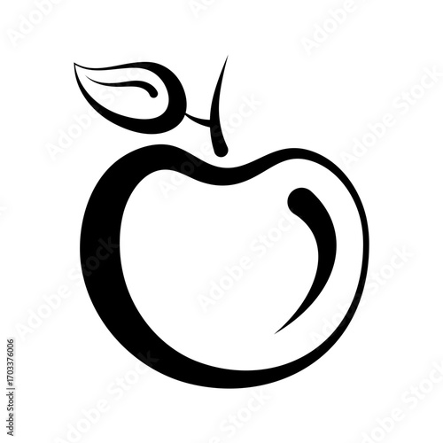 Fruit logo. Apple. Monochrome vector icon.