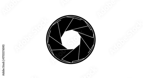 Minimalist graphic aperture symbol capturing photography and optical precision technology