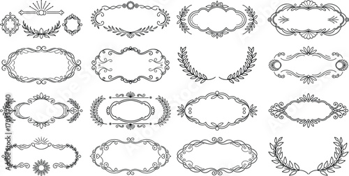 Collection of Decorative Black Flourish Frames and Borders