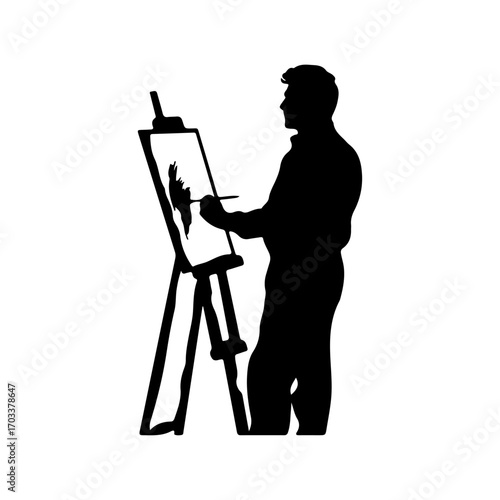 silhouette of a painter with a brush