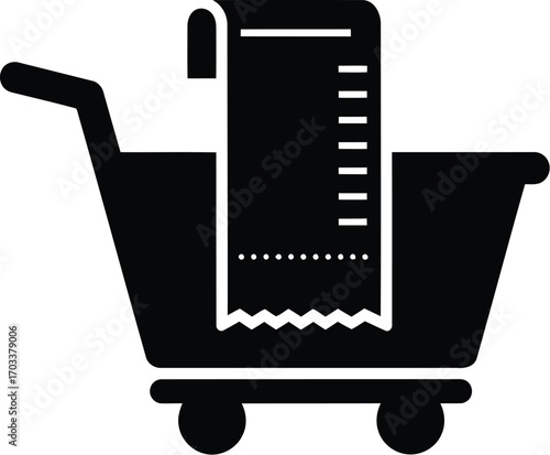 Shopping cart with receipt icon isolated on transparent background