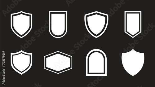 Mid-century Retro Badge Designs shield icons, set of badge icons, set of shields