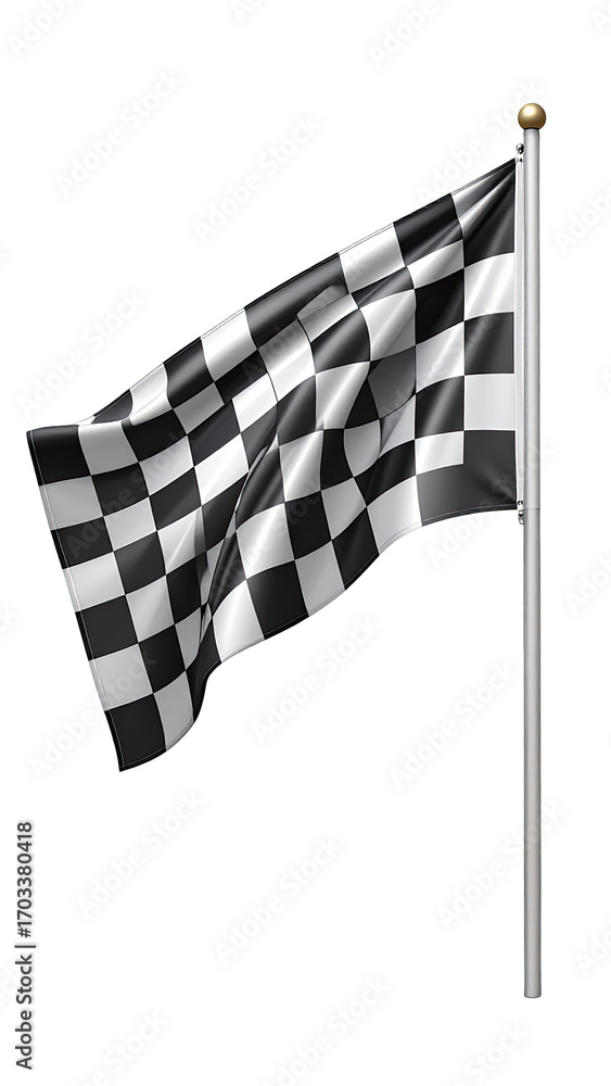 Fototapeta premium Checkered flag waving on pole