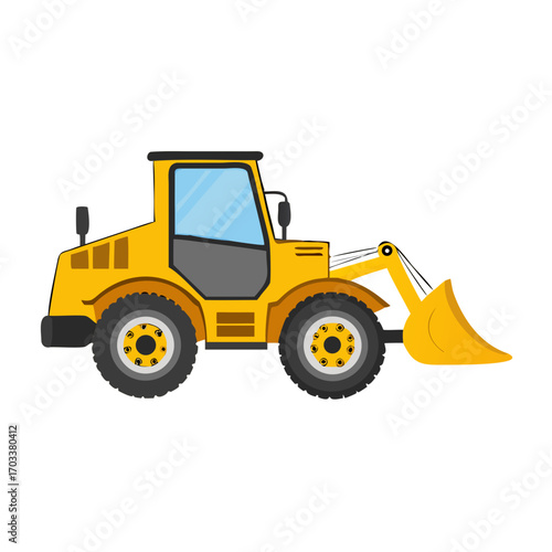 yellow bulldozer isolated on white