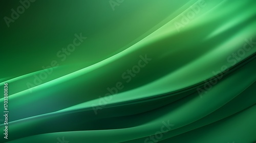 Abstract green background with smooth waves and modern light texture design