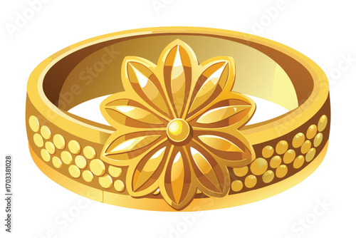 Elegant Gold Ring with Flower Design and Textured Band jewelry engagement ring