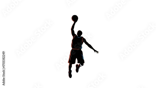 Basketball and Basketball Player Vector Silhouette Illustration Set AI EPS PNG