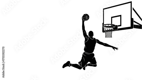 Basketball and Basketball Player Vector Silhouette Illustration Set AI EPS PNG