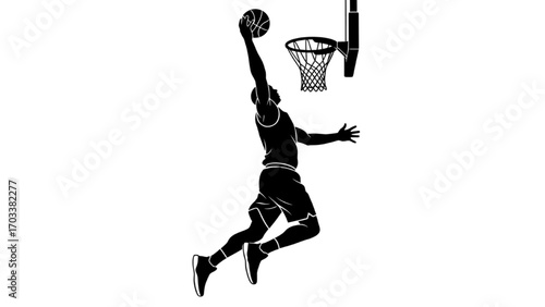 Basketball and Basketball Player Vector Silhouette Illustration Set AI EPS PNG