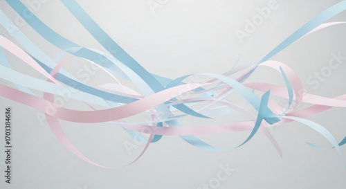 Pastel-toned ribbons create a soft, abstract design against a neutral backdrop.