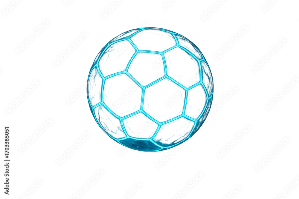 Fototapeta premium Blue Digital Hexagon Sphere in 3D Render