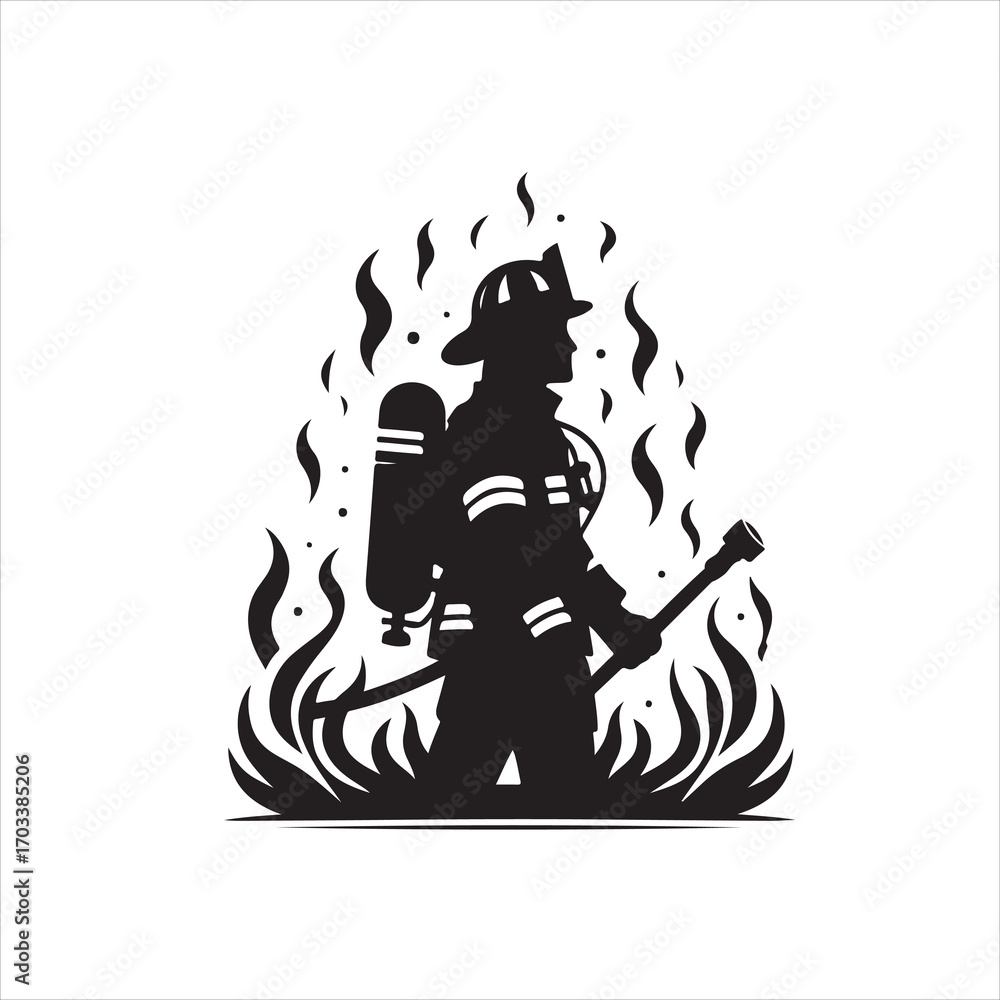 Fototapeta premium Silhouette vector illustration of temple and fire&nbsp;design