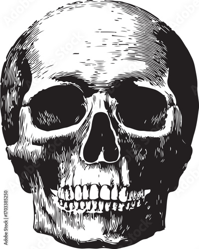 Vintage Illustration of a Human Skull