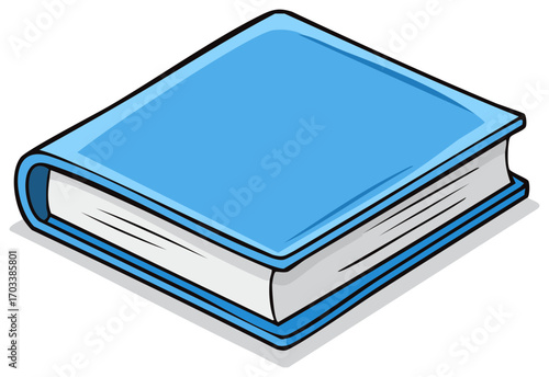 Closed Blue Hardcover Book with White Pages and Gray Binding Seen from a High Angle