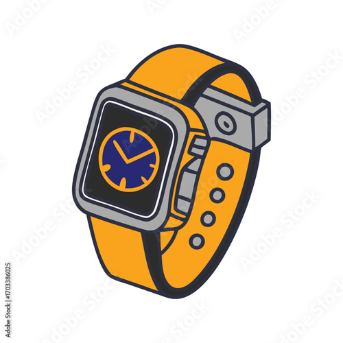 Minimalist square smartwatch with pink strap timepiece gadget device technology