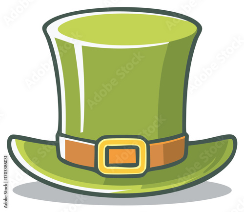 Festive green leprechaun hat with belt and buckle in celebration of Saint Patrick's Day