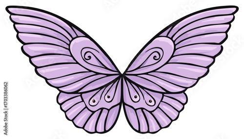 Elegant Butterfly Wings in Lilac Hue: Delicate Veins, Symmetrical Design, and Dreamy Aesthetic for Fantasy Art