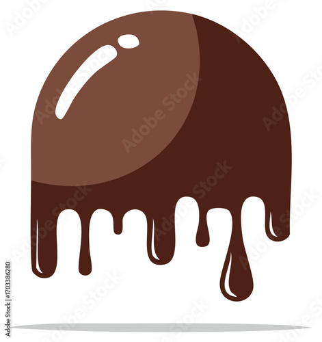 Chocolate dessert illustration with dripping melting glaze.