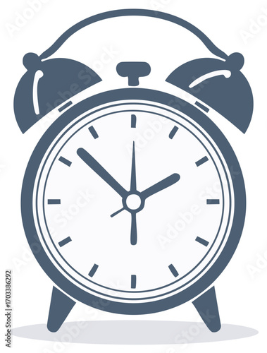 Classic analog alarm clock icon with ringing bells and clear dial symbolizing time management and morning wake up