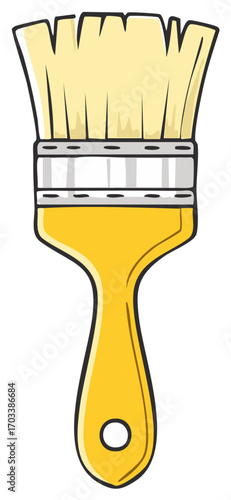 Yellow Paintbrush with Bristles Illustration for Painting Projects