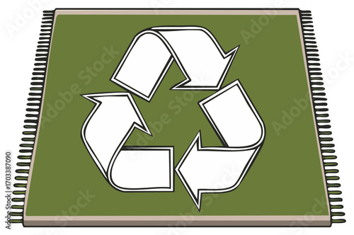 Eco Friendly Green Rug with Recycling Symbol for Sustainable Living Concept