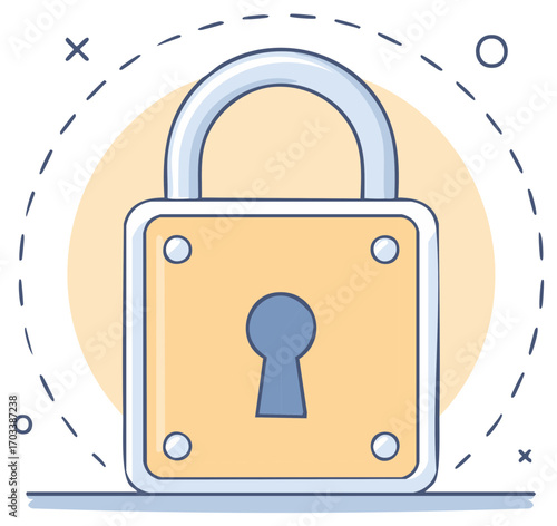 Stylized Padlock with Keyhole Illustration for Security Concepts