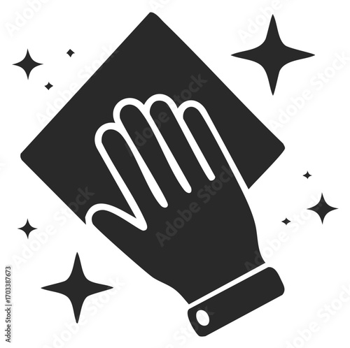 Hand Cleaning Wiping Surface with Cloth Making Shine Effect to Keep Home Clean, Dusting Process, Maintenance Routine