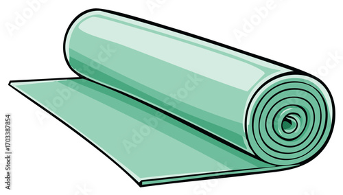 Rolled up green yoga mat illustration