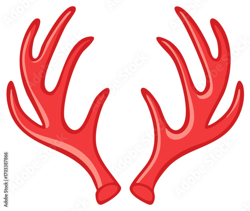 Vibrant red stylized deer antlers festive holiday graphic illustration