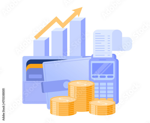 Budget business strategy, finance and accounting, budget calculation, economy and investment, flat design illustration vector banner and background	